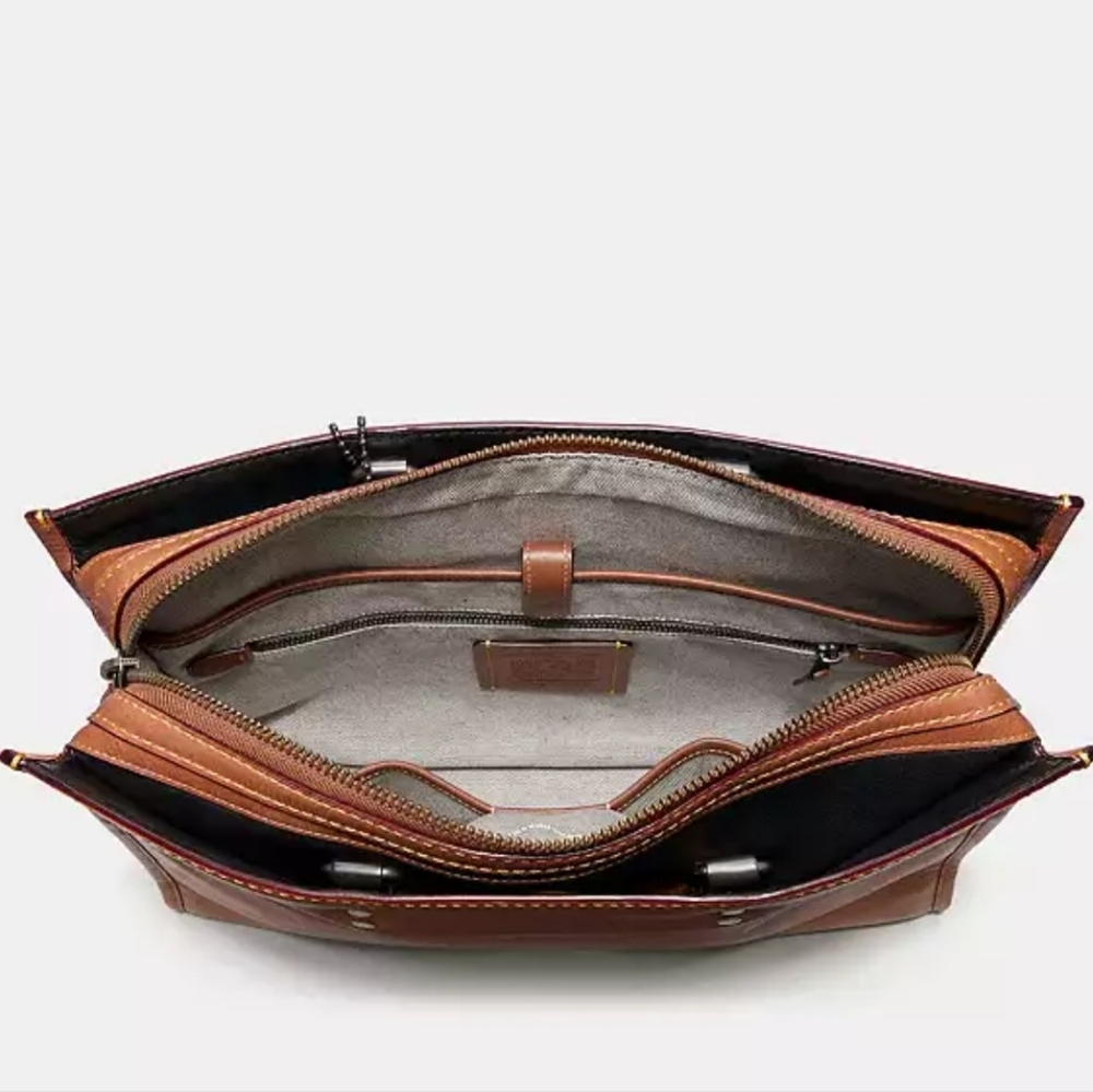 COACH 1941 Rogue Brief Briefcase in Dark Sienna Natural Glovetanned Leather NWT - Picture 3 of 11